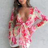 Shirts & Blouses | White Fox Boutique Admire Me Tie Front Long Sleeve Top Summer Breeze pink