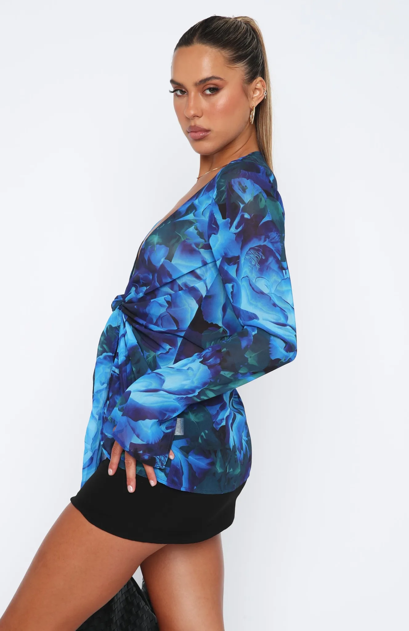 Shirts & Blouses | White Fox Boutique Admire Me Tie Front Long Sleeve Top Luminescent Floral blue
