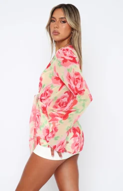 Shirts & Blouses | White Fox Boutique Admire Me Tie Front Long Sleeve Top Summer Breeze pink
