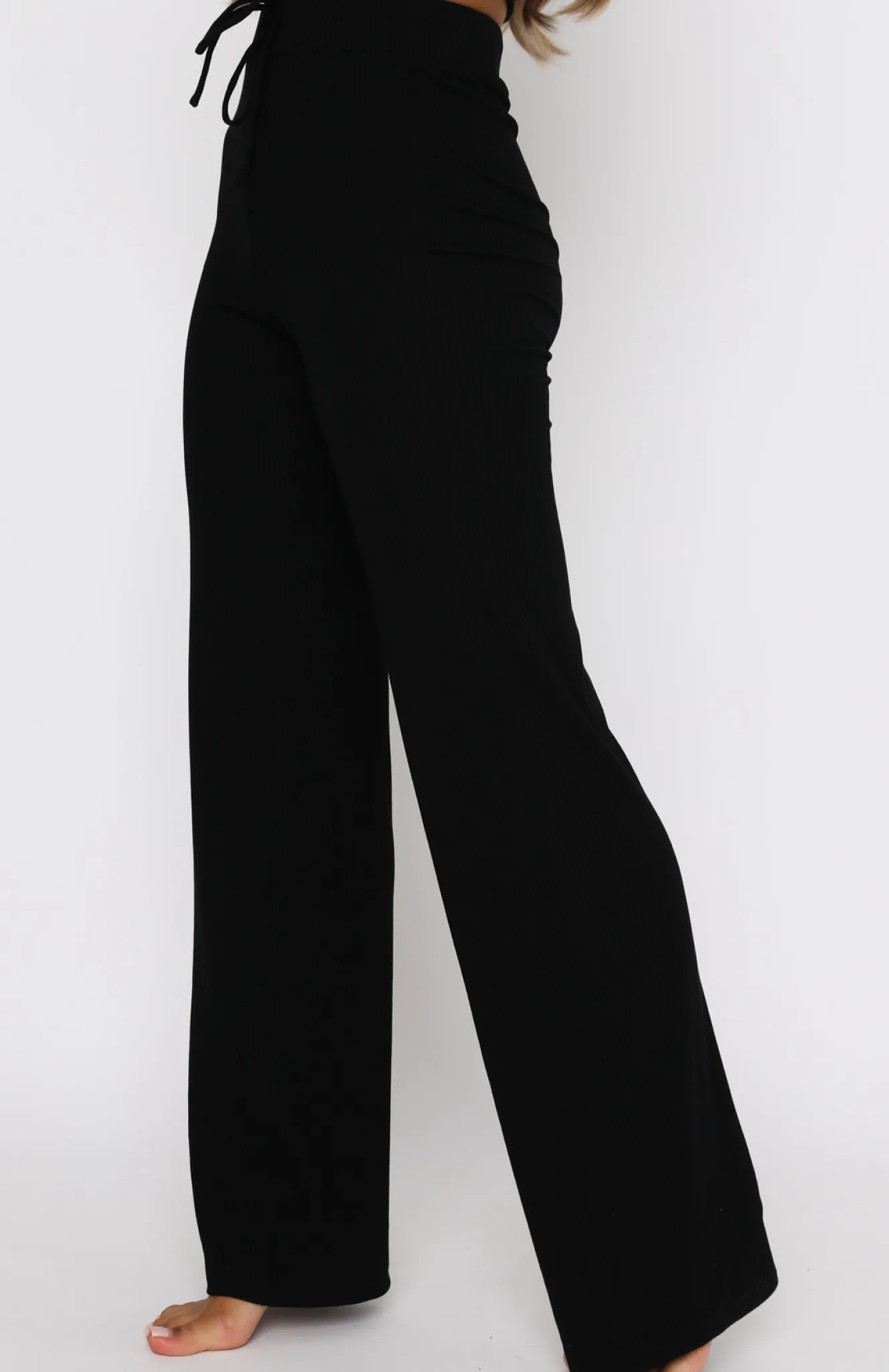 Pants | White Fox Boutique Adore You Ribbed Pants black