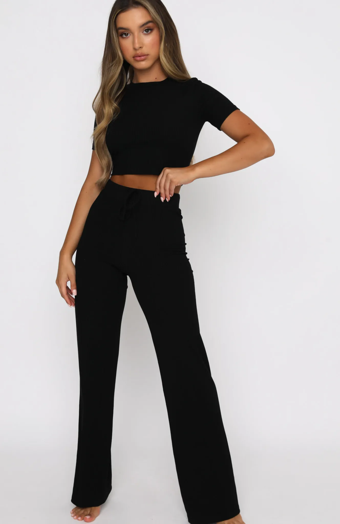 Pants | White Fox Boutique Adore You Ribbed Pants black