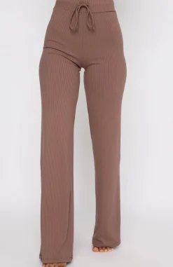 Pants | White Fox Boutique Adore You Ribbed Pants Chocolate brown