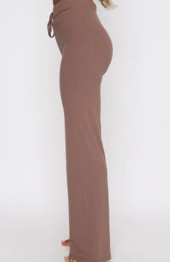 Pants | White Fox Boutique Adore You Ribbed Pants Chocolate brown