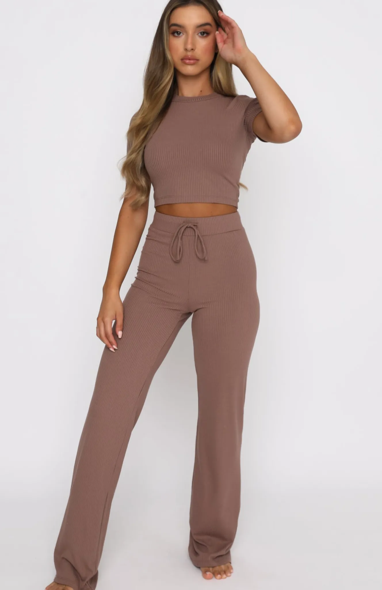 Pants | White Fox Boutique Adore You Ribbed Pants Chocolate brown