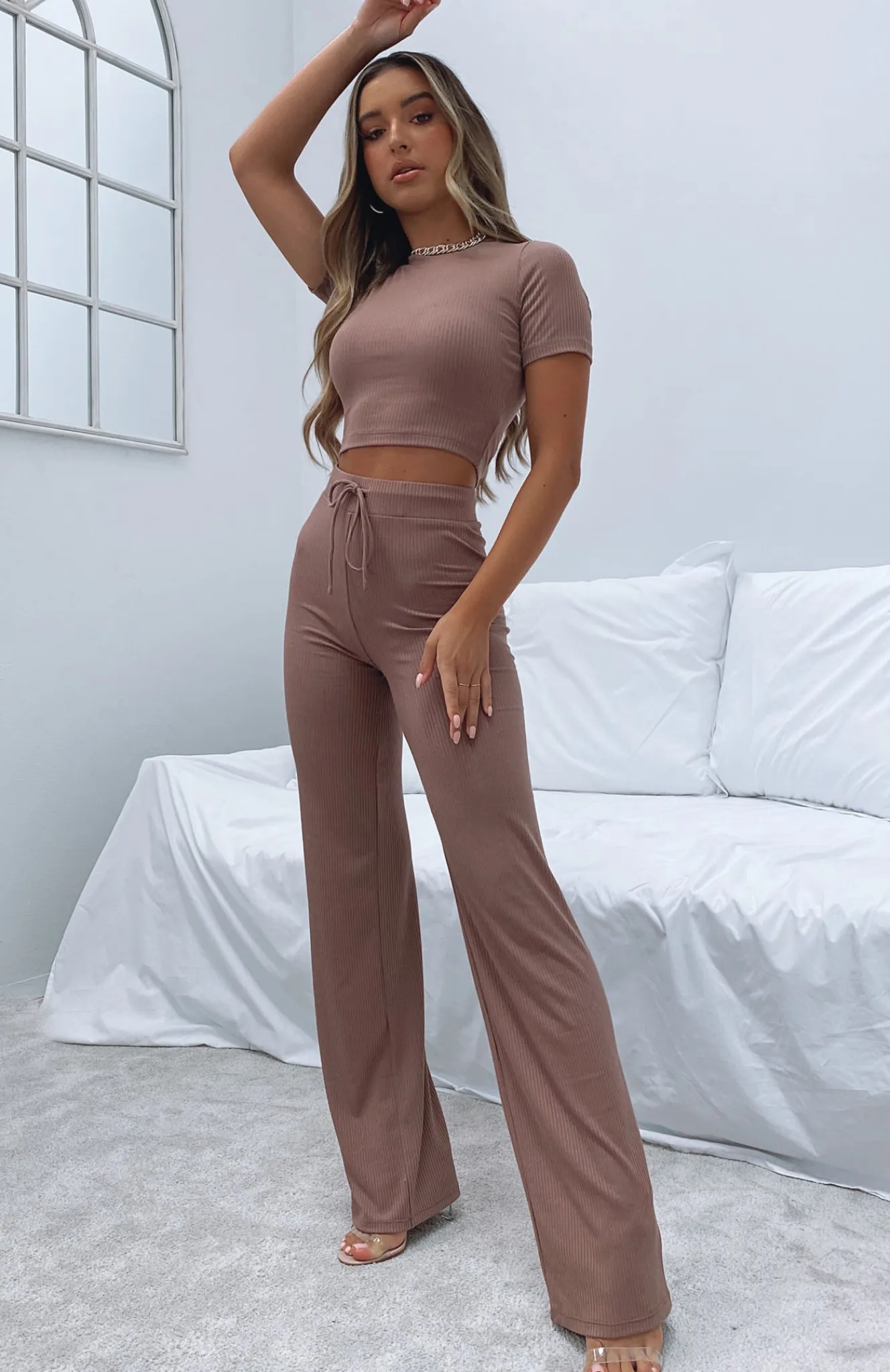 Pants | White Fox Boutique Adore You Ribbed Pants Chocolate brown