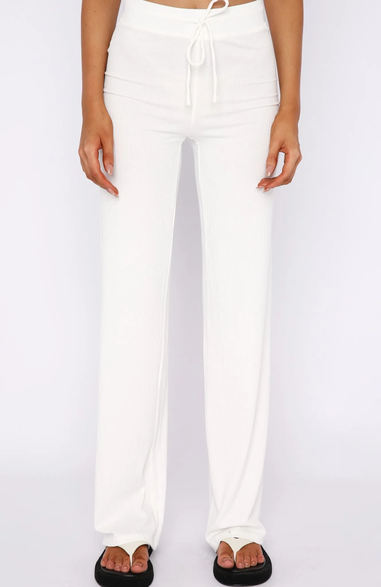 Pants | White Fox Boutique Adore You Ribbed Pants Cream white