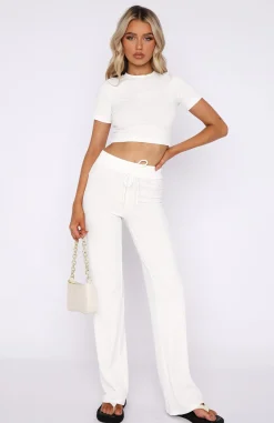 Pants | White Fox Boutique Adore You Ribbed Pants Cream white