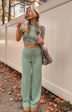 Pants | White Fox Boutique Adore You Ribbed Pants Sage green