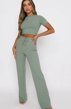 Pants | White Fox Boutique Adore You Ribbed Pants Sage green