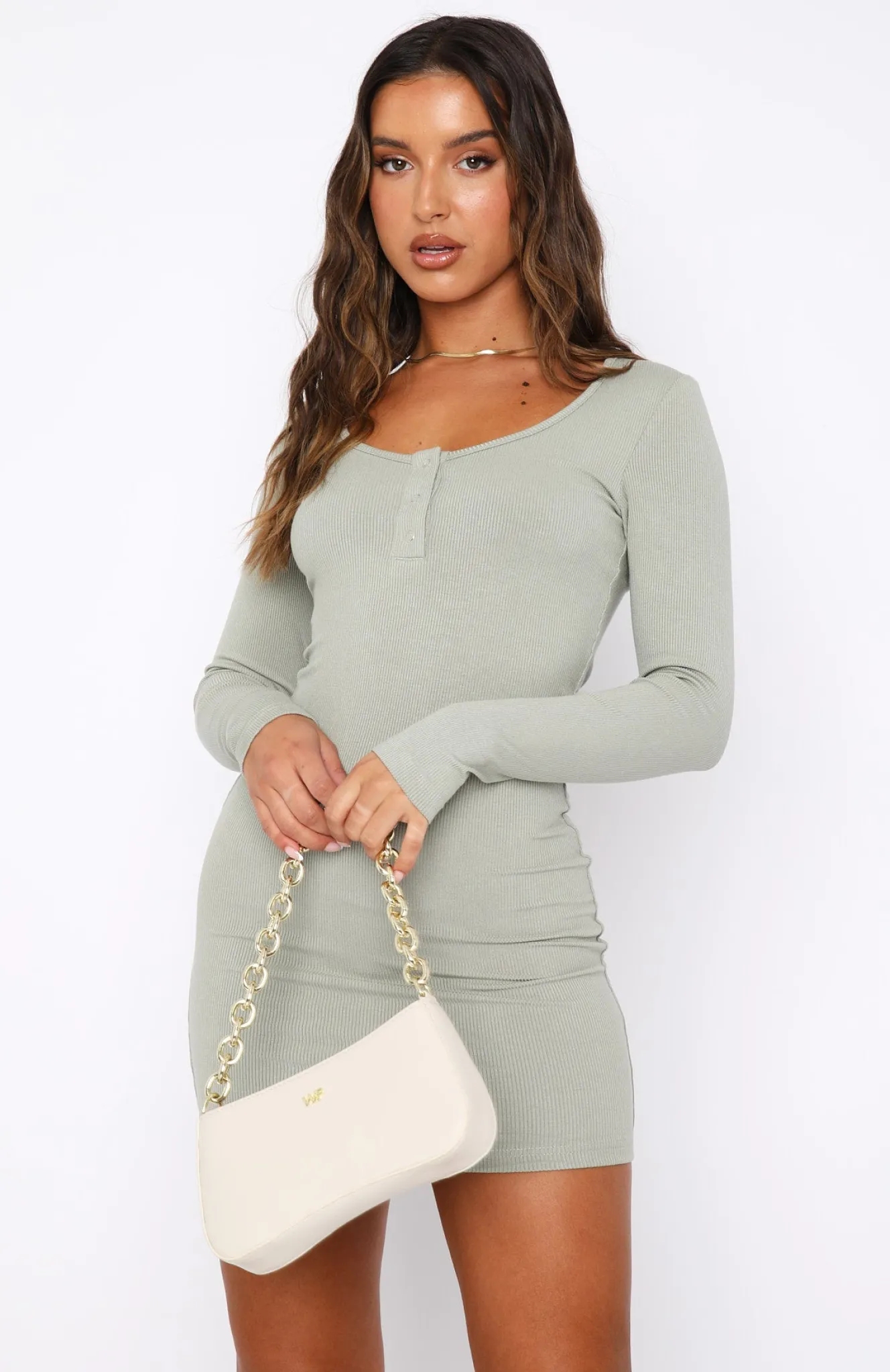Long Sleeve Dresses | White Fox Boutique All I Wanted Long Sleeve Mini Dress Dusty Sage green
