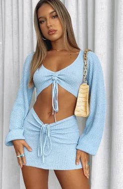 Shirts & Blouses | White Fox Boutique Always Daydreaming Long Sleeve Crop blue