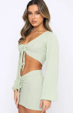 Shirts & Blouses | White Fox Boutique Always Daydreaming Long Sleeve Crop Sage green