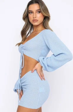 Shirts & Blouses | White Fox Boutique Always Daydreaming Long Sleeve Crop blue