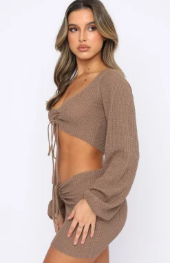 Shirts & Blouses | White Fox Boutique Always Daydreaming Long Sleeve Crop Chocolate brown