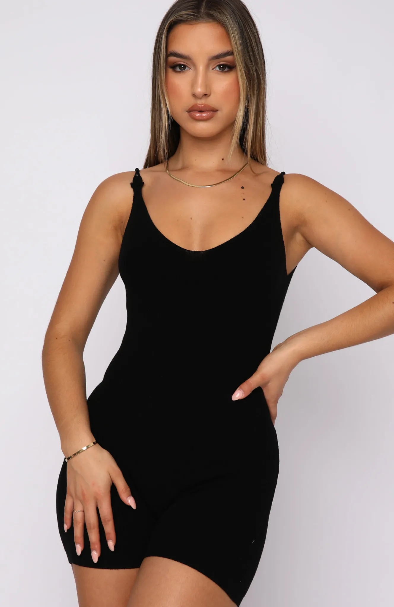 Restocked | White Fox Boutique Always Loyal Knit Playsuit black