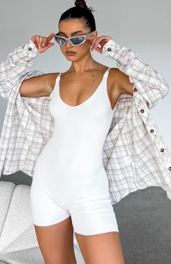 Restocked | White Fox Boutique Always Loyal Knit Playsuit Off white