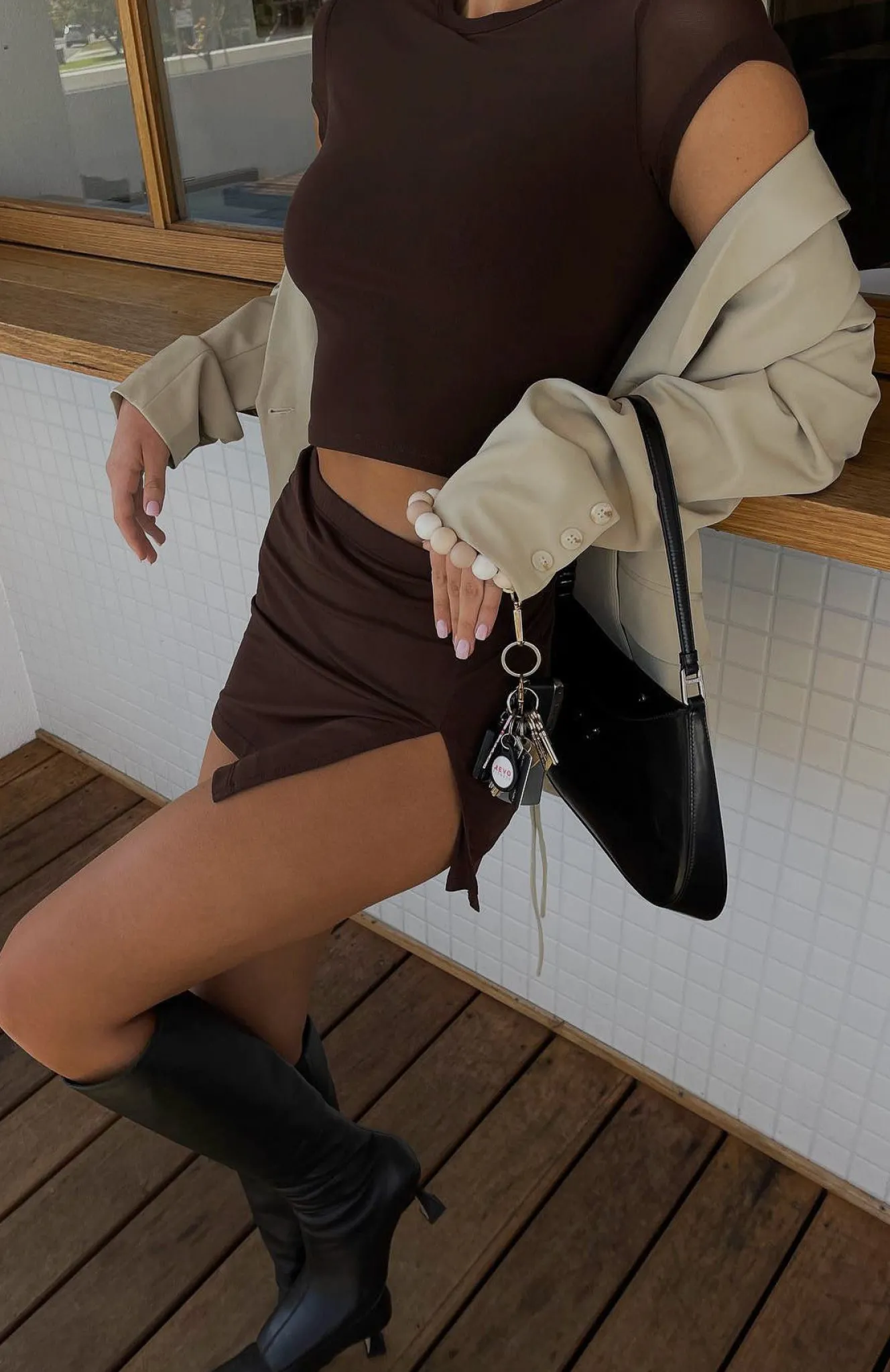 Shirts & Blouses | White Fox Boutique Answer My Calls Crop Chocolate brown
