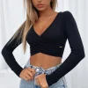 Shirts & Blouses | White Fox Boutique Back In Town Long Sleeve Crop black