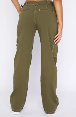 Pants | White Fox Boutique Back On Top Cargo Pants Khaki green