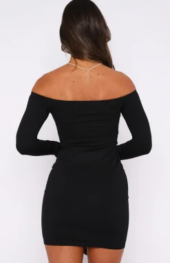 Long Sleeve Dresses | White Fox Boutique Back To You Off Shoulder Mini Dress black