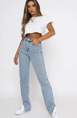 Denim | White Fox Boutique Be Cool Straight Leg Denim Jeans Washed blue
