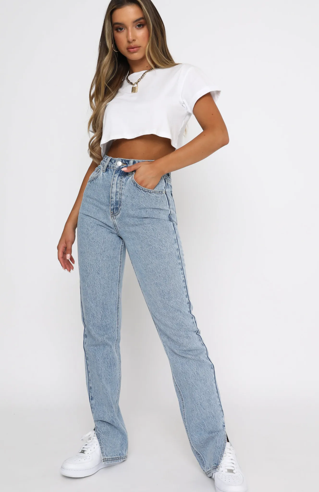Denim | White Fox Boutique Be Cool Straight Leg Denim Jeans Washed blue