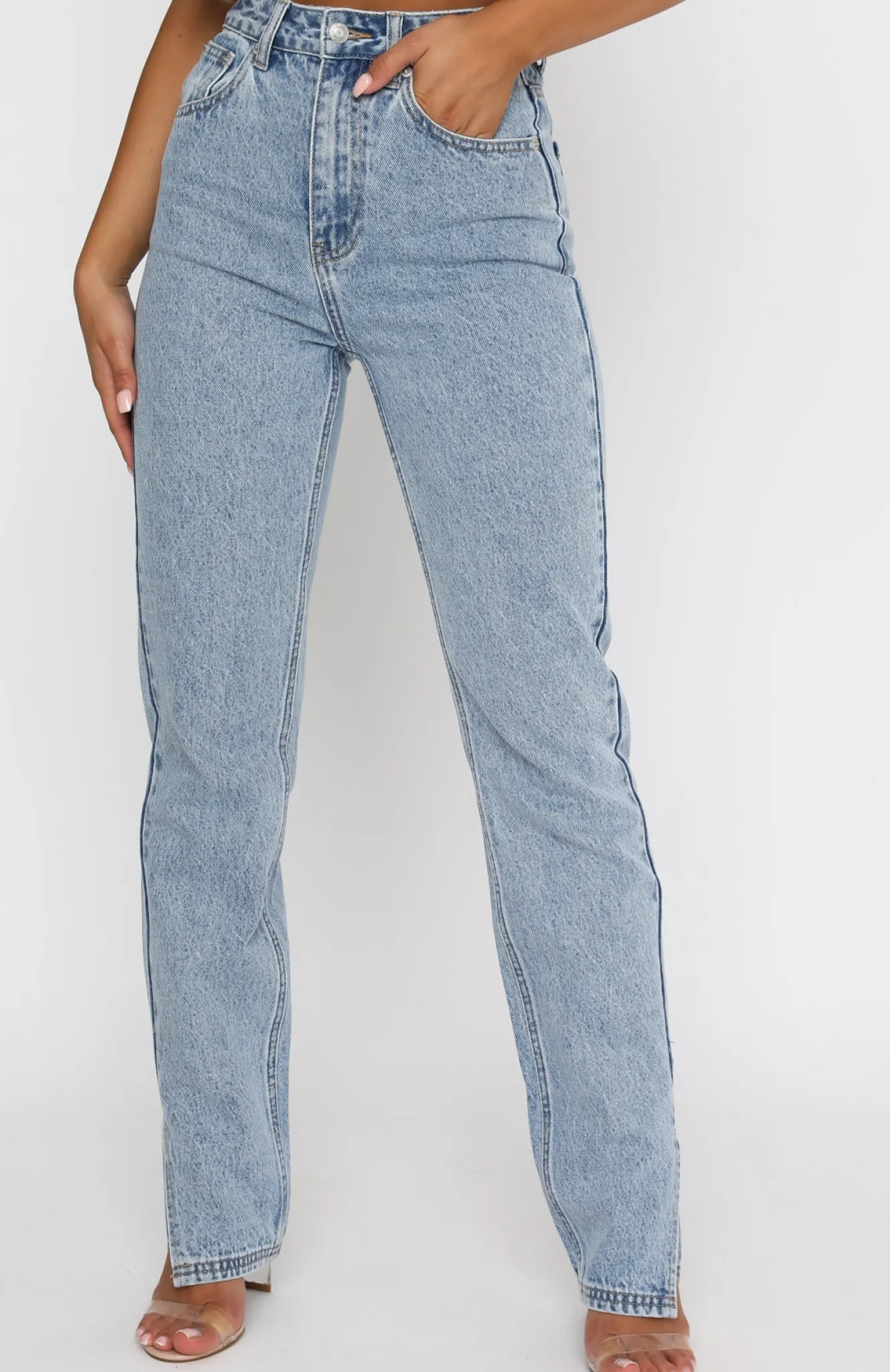 Denim | White Fox Boutique Be Cool Straight Leg Denim Jeans Washed blue
