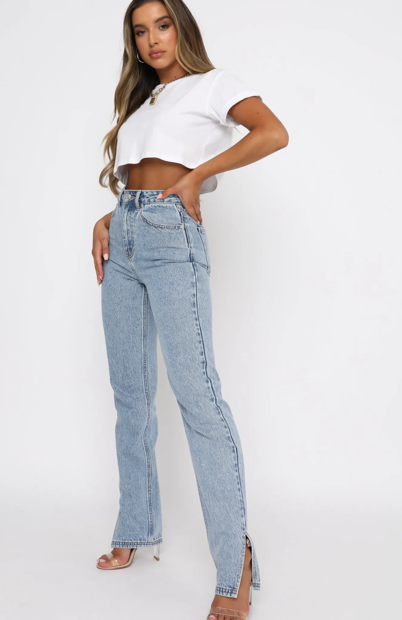 Denim | White Fox Boutique Be Cool Straight Leg Denim Jeans Washed blue