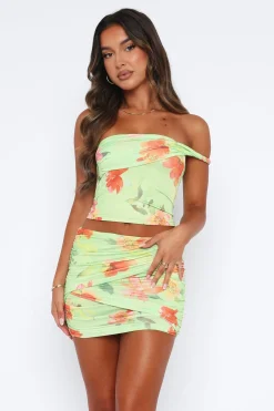 Shirts & Blouses | White Fox Boutique Be Like You Crop Lime Floral green