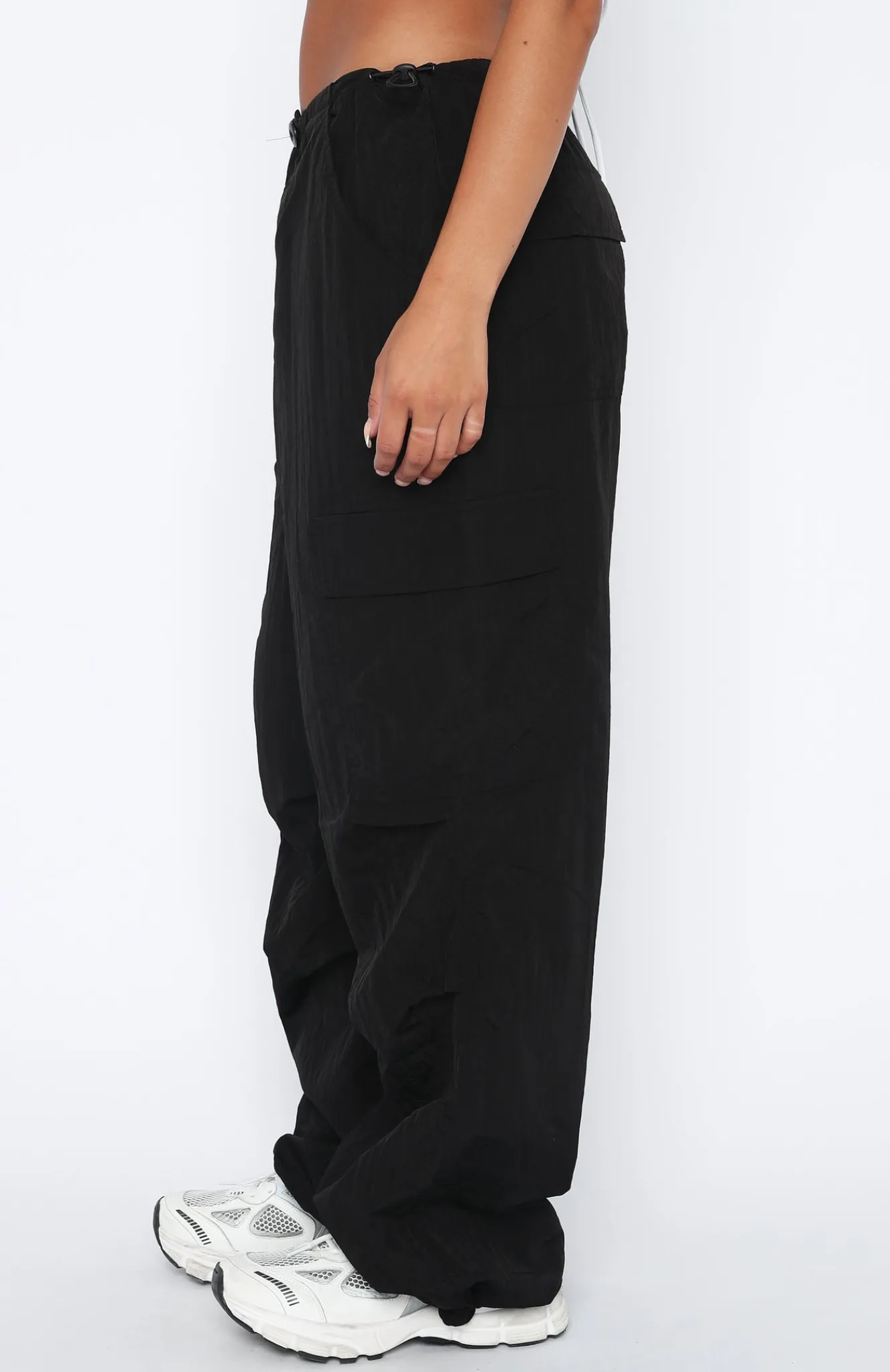 Pants | White Fox Boutique Be The Moment Cargo Parachute Pants black