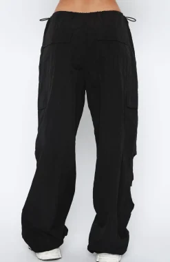 Pants | White Fox Boutique Be The Moment Cargo Parachute Pants black
