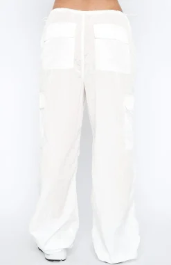 Pants | White Fox Boutique Be The Moment Cargo Parachute Pants white