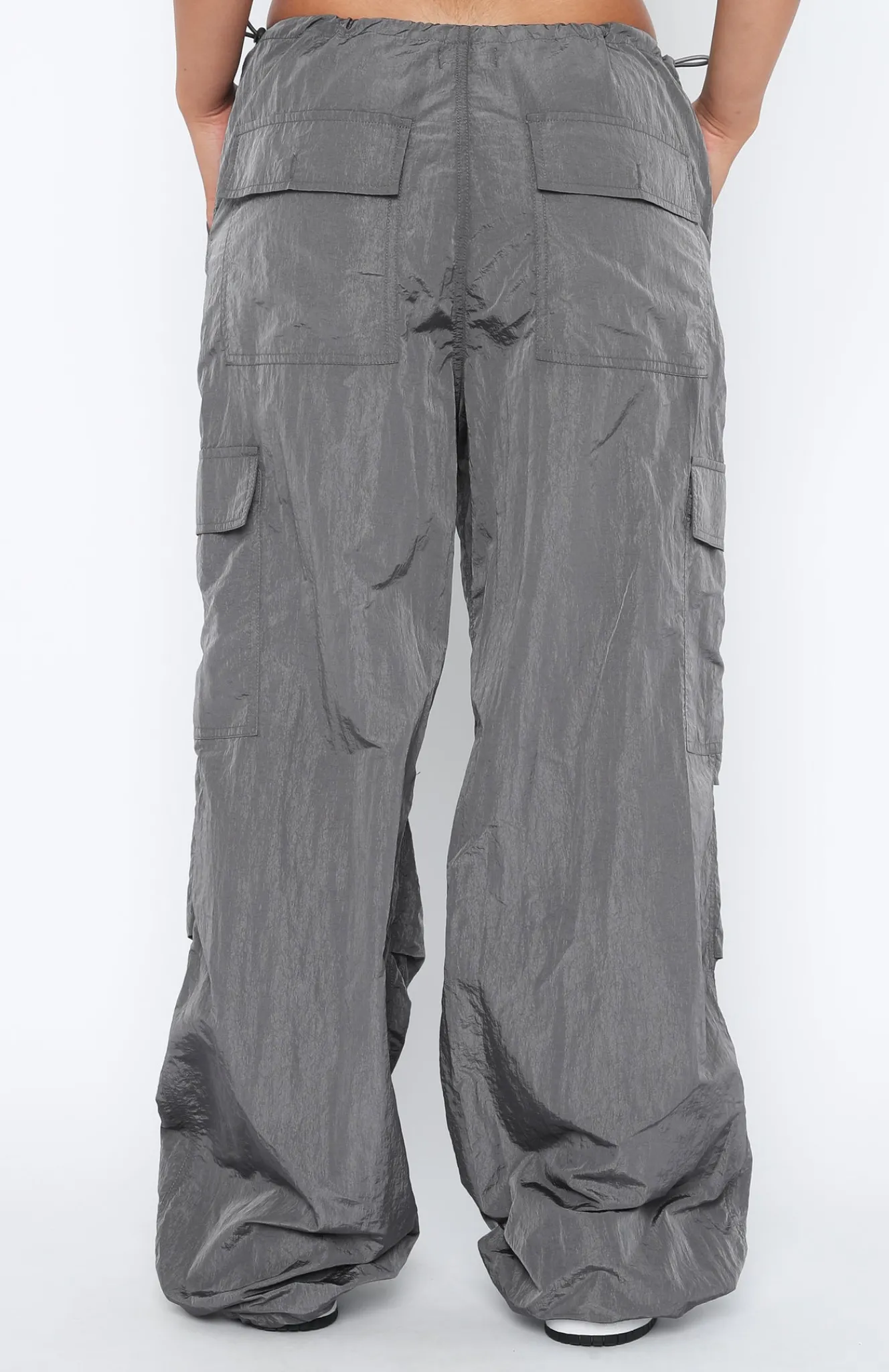 Pants | White Fox Boutique Be The Moment Cargo Parachute Pants Charcoal grey