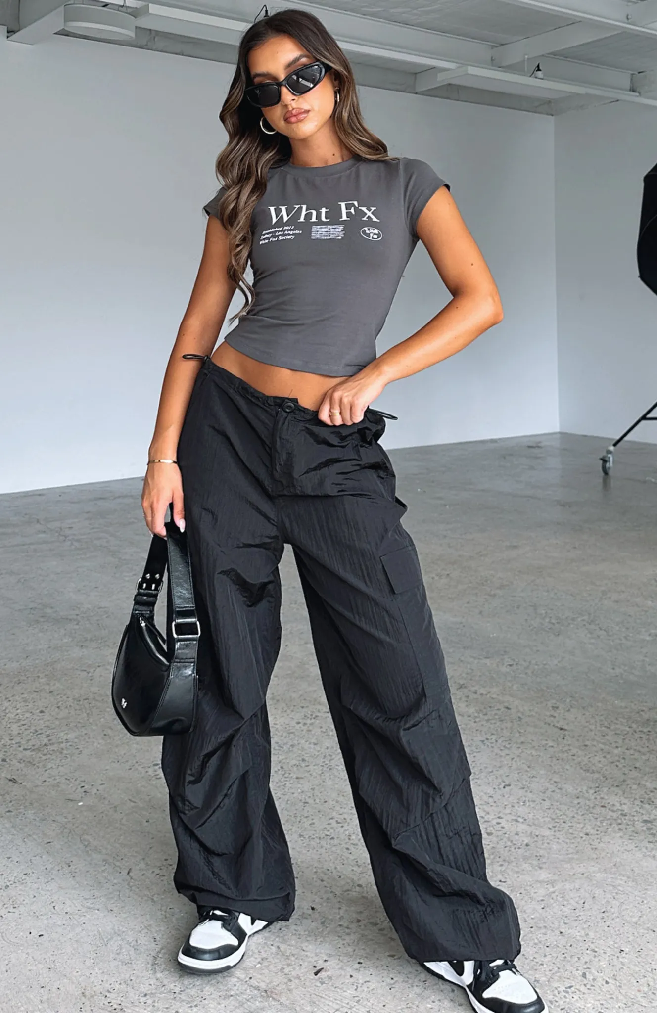 Pants | White Fox Boutique Be The Moment Cargo Parachute Pants black