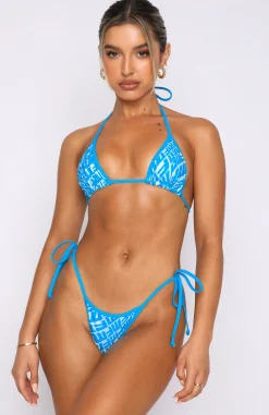 Bikini Bottoms | White Fox Boutique Beach Club Bottoms Monogram Print blue