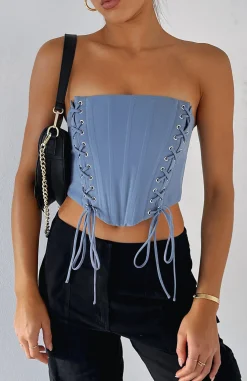 Shirts & Blouses | White Fox Boutique Because I Can Bustier Steel blue