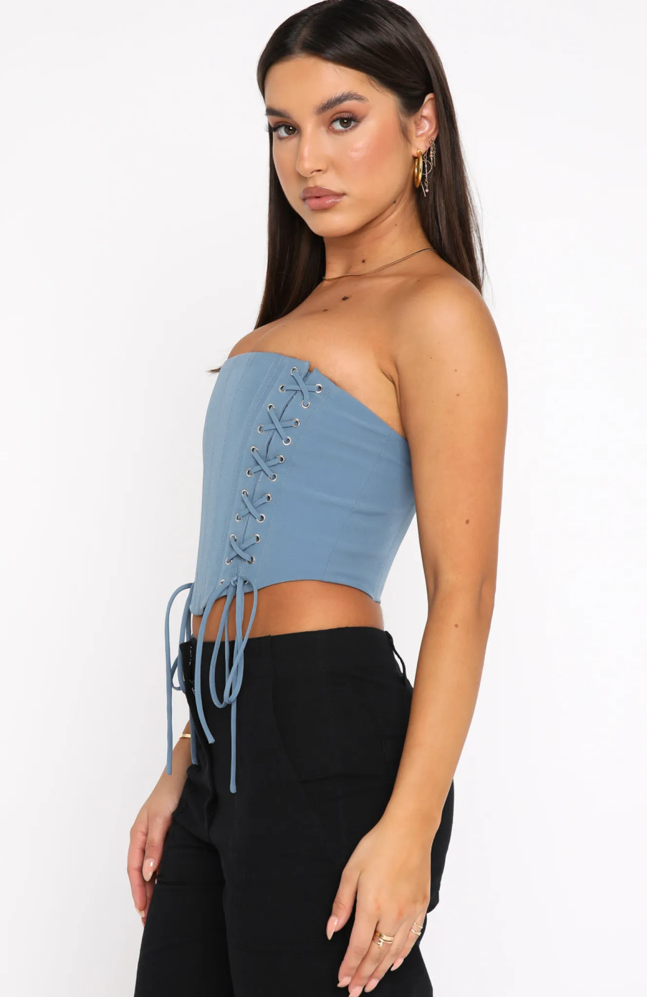 Shirts & Blouses | White Fox Boutique Because I Can Bustier Steel blue