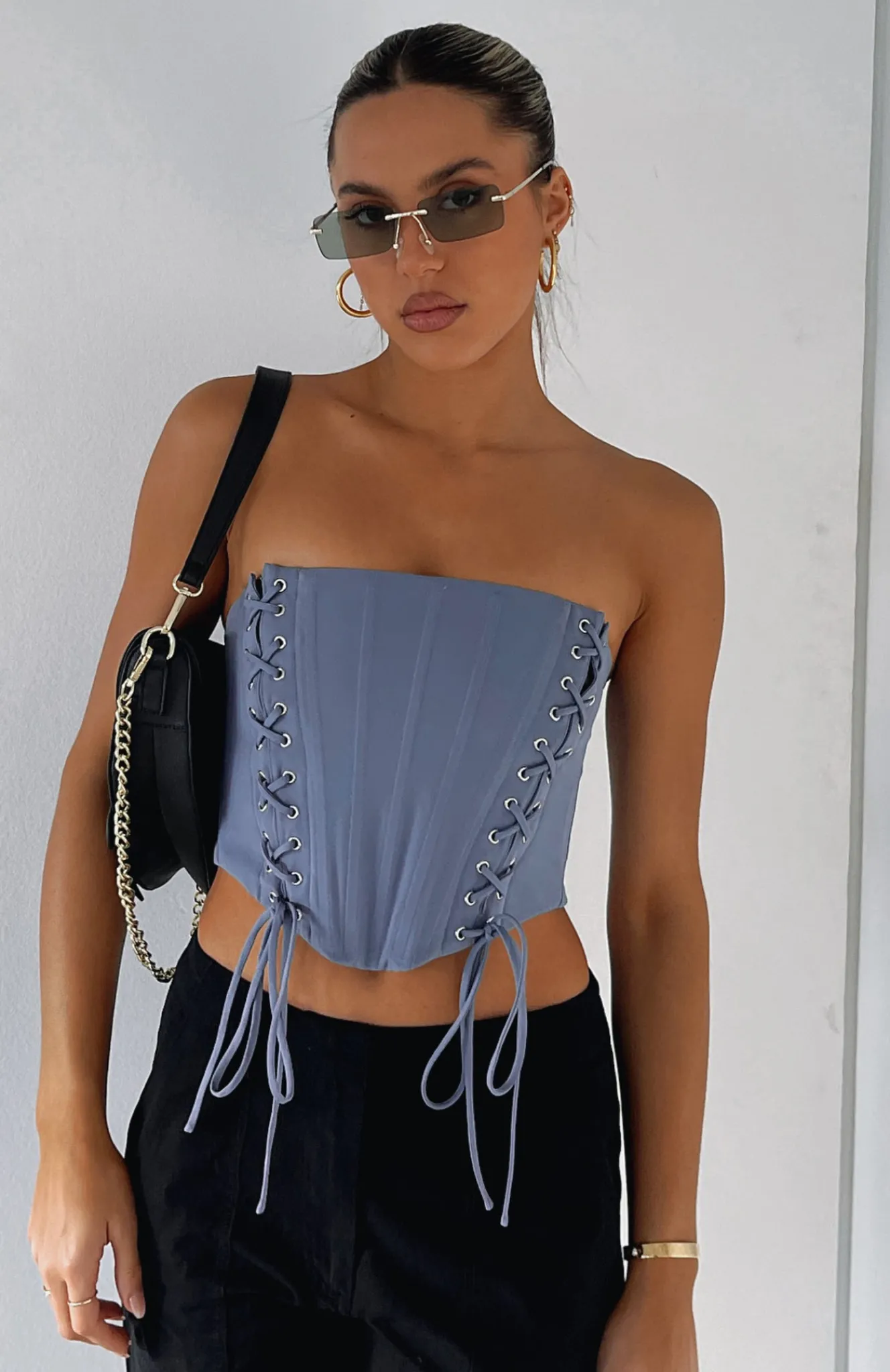 Shirts & Blouses | White Fox Boutique Because I Can Bustier Steel blue