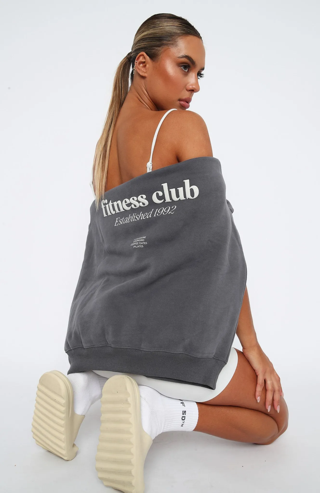 Sports Bras & Crops | White Fox Boutique Beckham Sweater Smoke grey