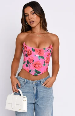 Shirts & Blouses | White Fox Boutique Begin Again Bustier Roses pink