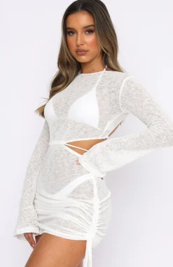 Resort Wear | White Fox Boutique Break Free Long Sleeve Mini Dress white