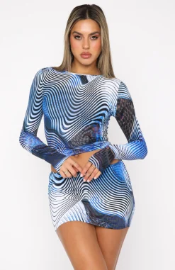 Restocked | White Fox Boutique Bring Me Along Mini Skirt Illusion blue