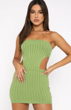Restocked | White Fox Boutique Bringing The Heat Ribbed Mini Dress Matcha green