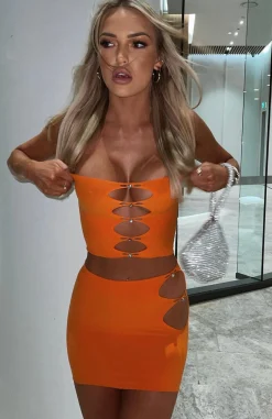 Restocked | White Fox Boutique Built Like This Mini Skirt orange