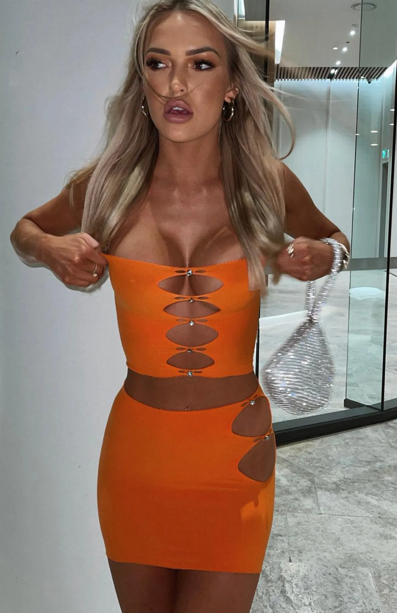 Restocked | White Fox Boutique Built Like This Mini Skirt orange