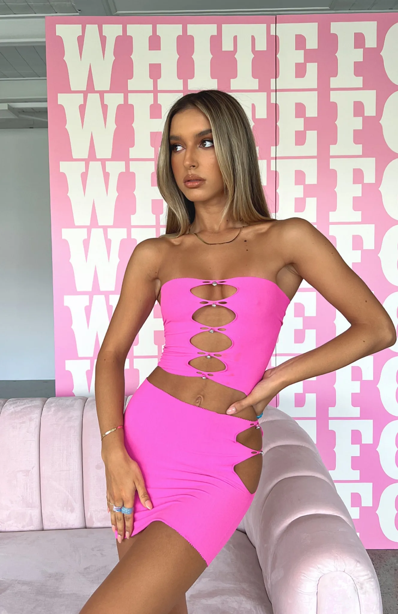 Restocked | White Fox Boutique Built Like This Mini Skirt Hot pink