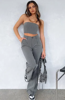 Pants | White Fox Boutique Busy Schedule Pants Stripe grey