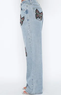 Pants | White Fox Boutique Butterfly Kiss Denim Jeans Wash blue