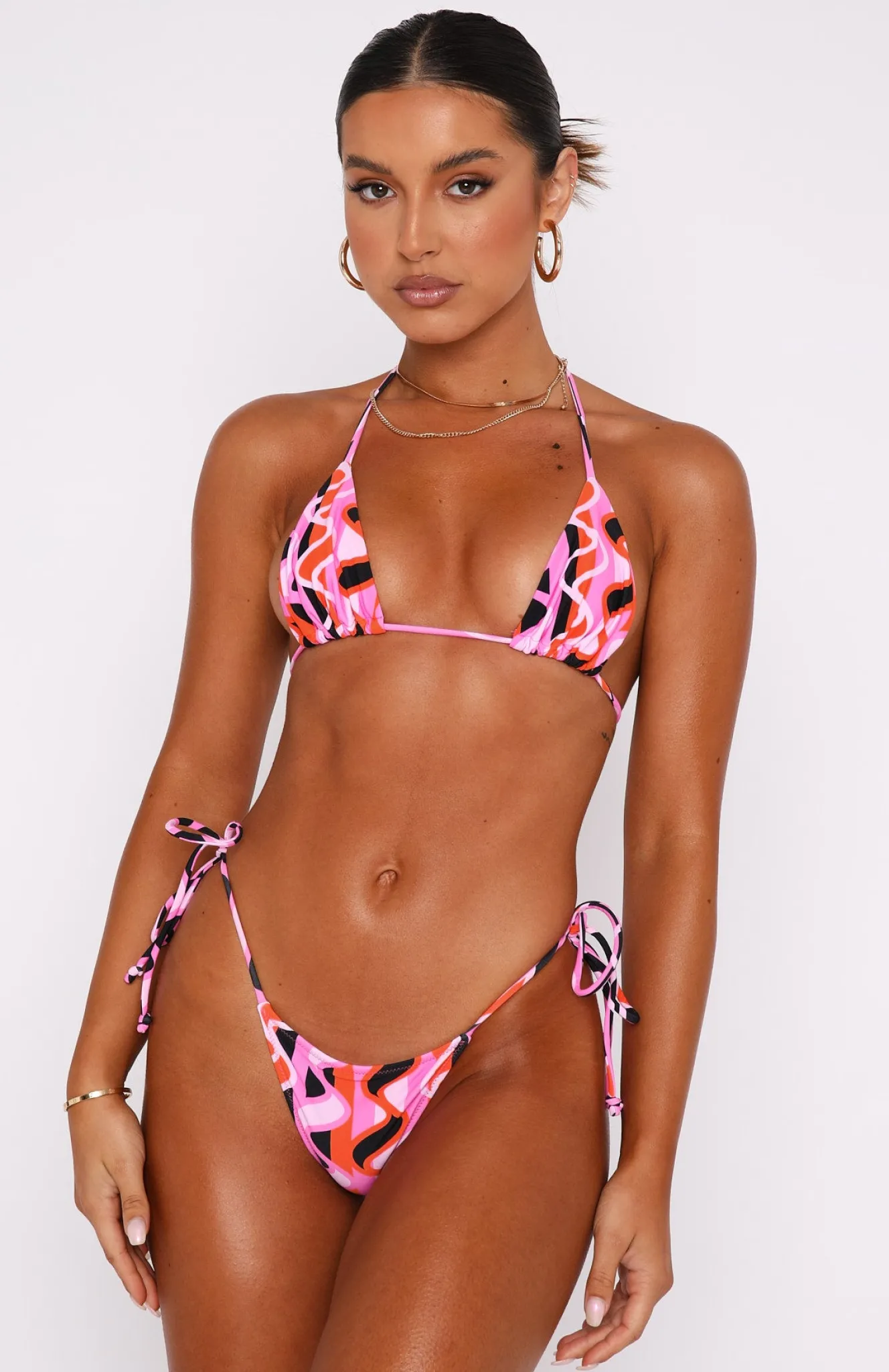 Bikini Bottoms | White Fox Boutique Cabo Bottoms Bubblegum Geo pink