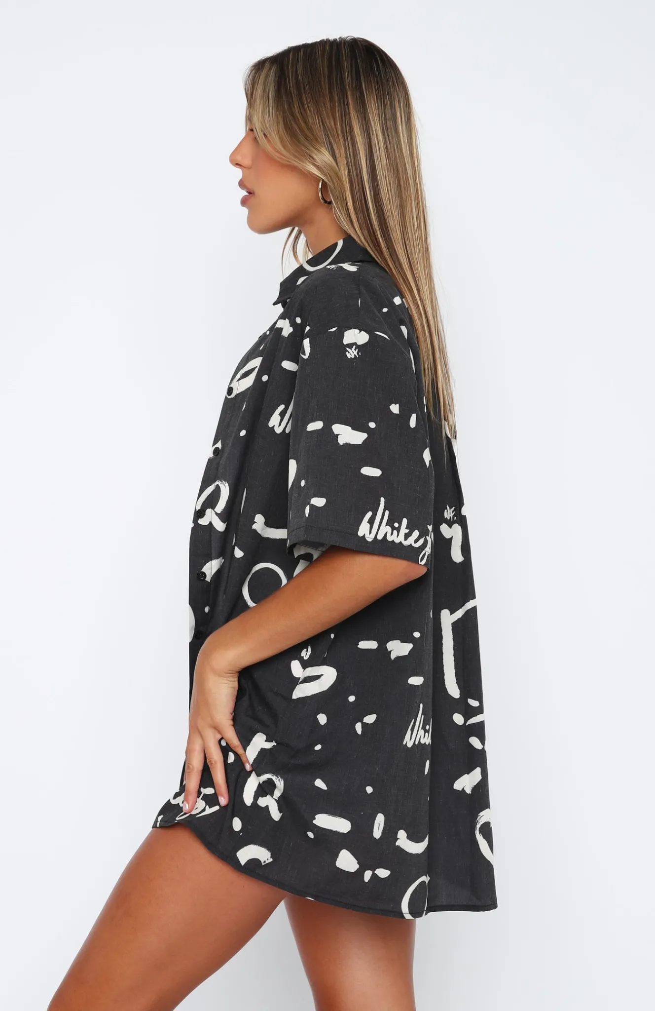 Shirts & Blouses | White Fox Boutique Cabo Cutie Button Up Shirt Scribble black